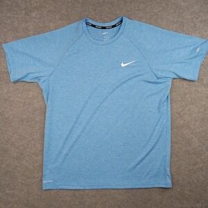 Nike Swim Shirt Mens Large Blue UPF 40 Dri-FIT Short Sleeve Rashguard Top Beach
